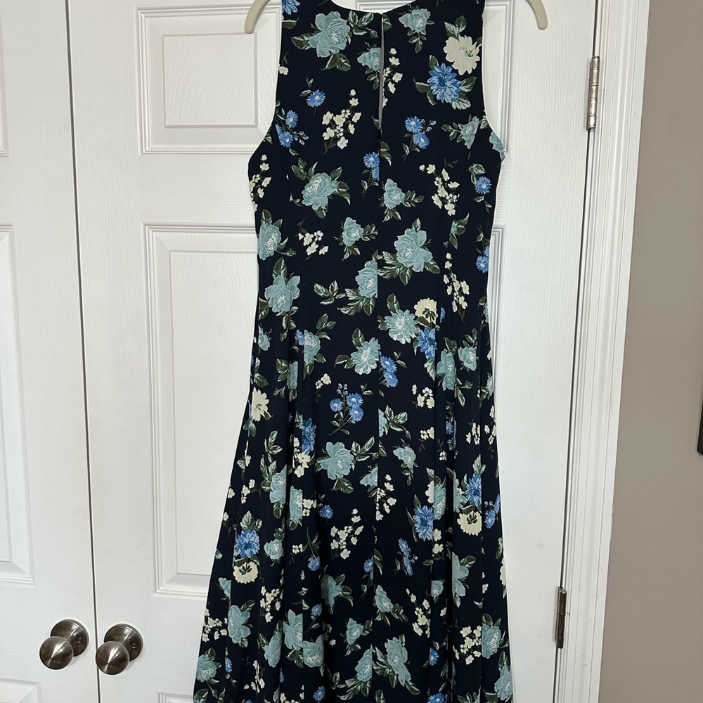 Ann Taylor Blue Halter A-Line Midi Dress